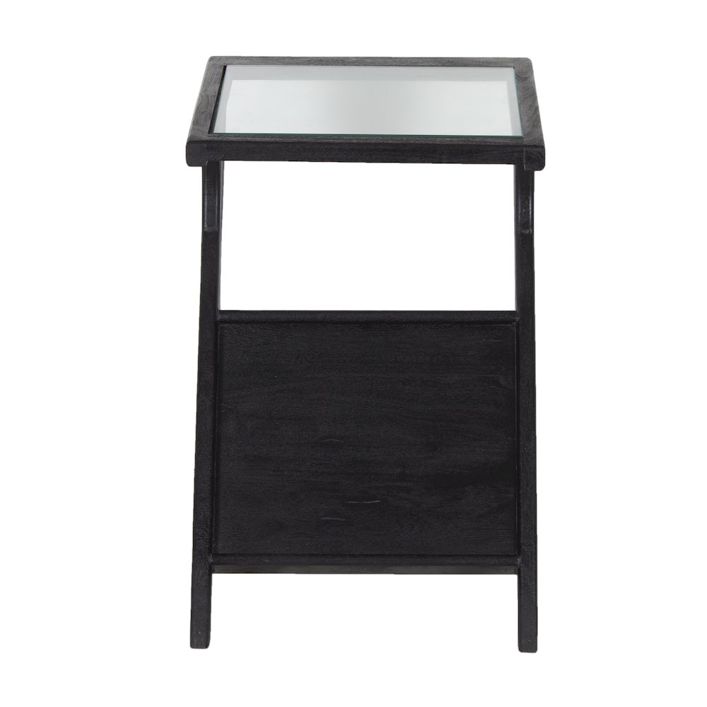 Canberra Solid Mango Wood End Table, Black. Picture 2