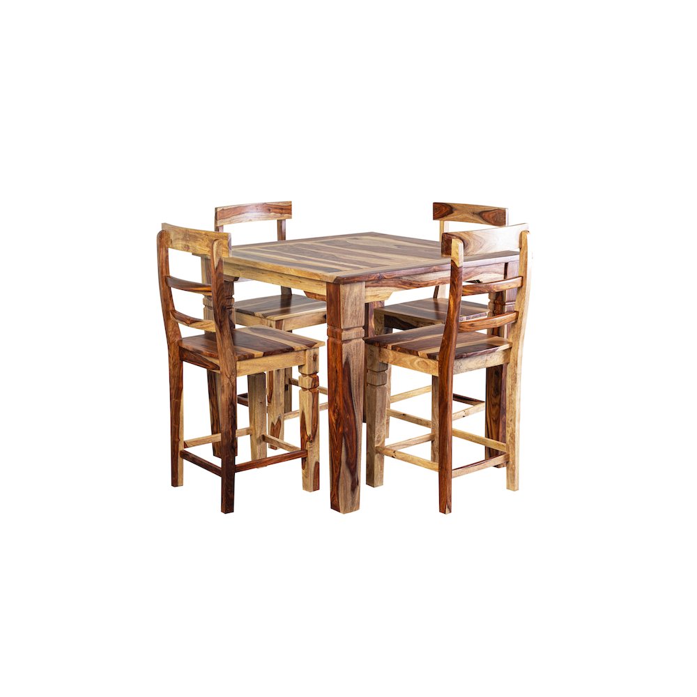 Porter Designs Taos Solid Sheesham Wood 54" Square Counter Table, Natural. Picture 9