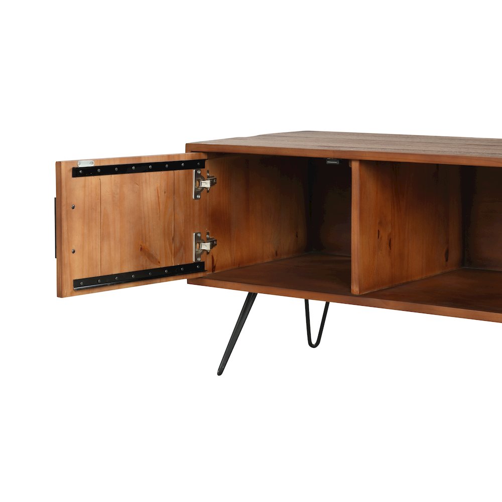 Hurst Solid Pine Wood Foldable 60" TV Stand. Picture 9