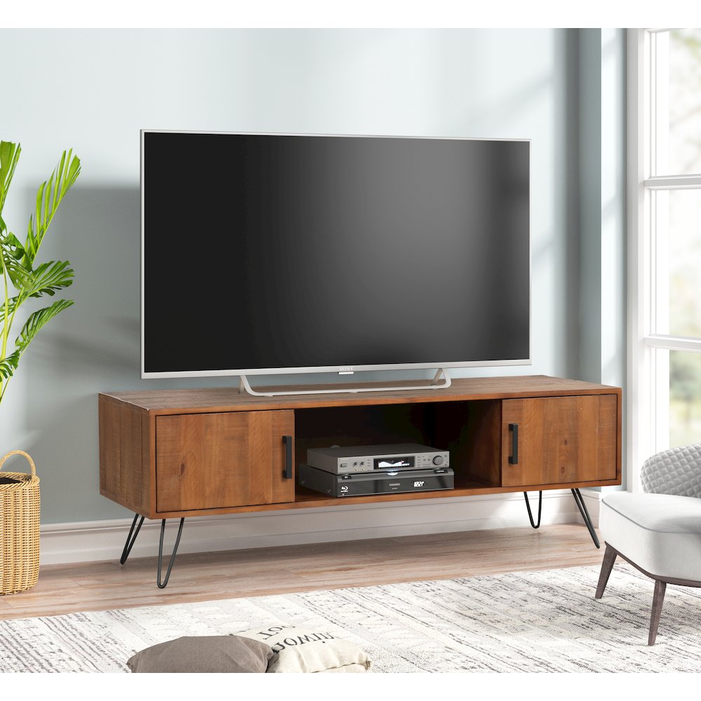 Hurst Solid Pine Wood Foldable 60" TV Stand. Picture 2
