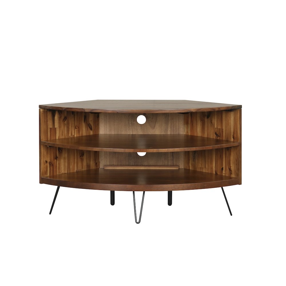 Deegan Dark Brown Corner Media Stand. Picture 1