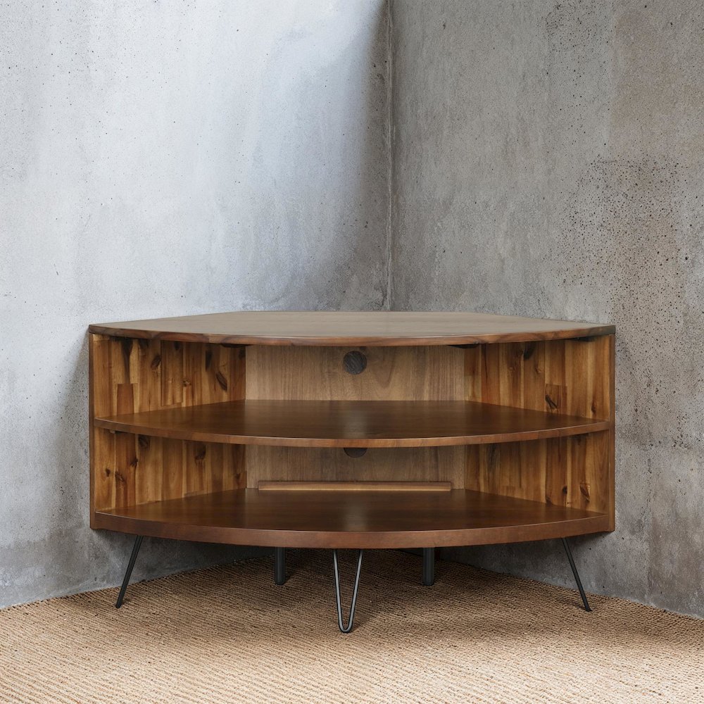 Deegan Dark Brown Corner Media Stand. Picture 2