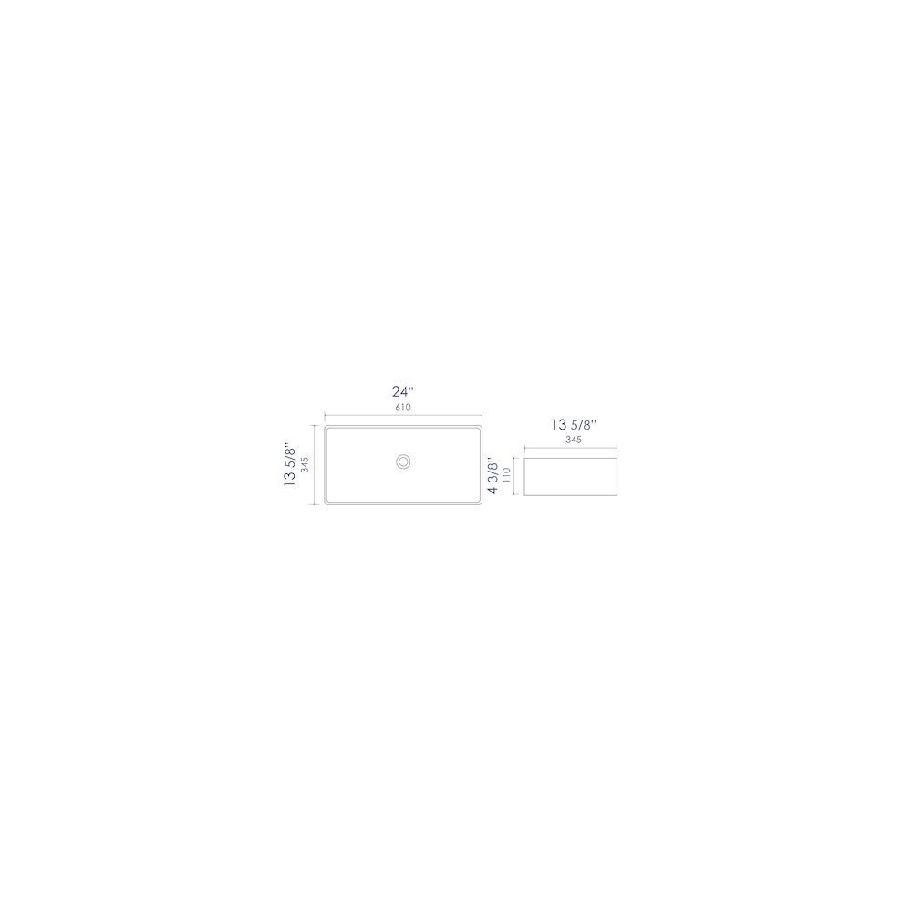 White 24" Modern Rectangular Above Mount Ceramic Sink. Picture 10