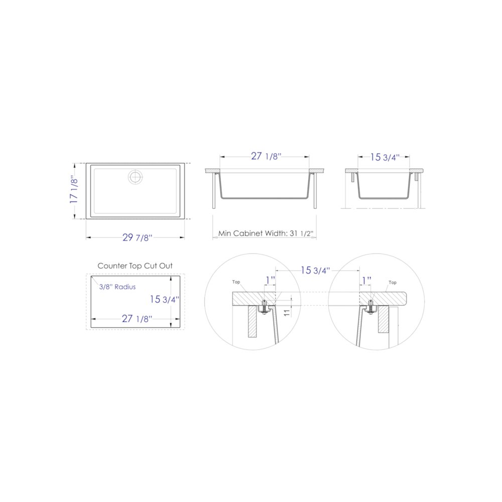 White 30" Undermount Single Bowl Granite Composite Kitchen Sink. Picture 10