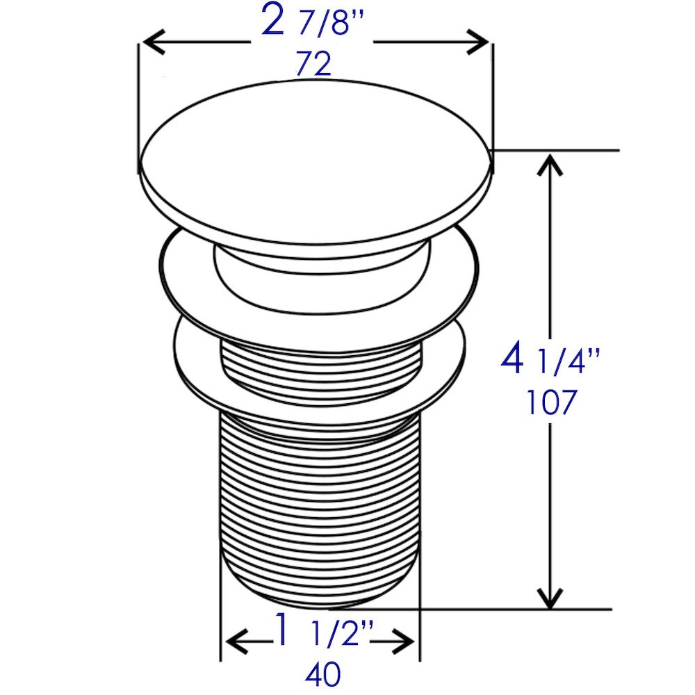 White Ceramic Mushroom Top Pop Up Drain for Sinks without Overflow. Picture 6