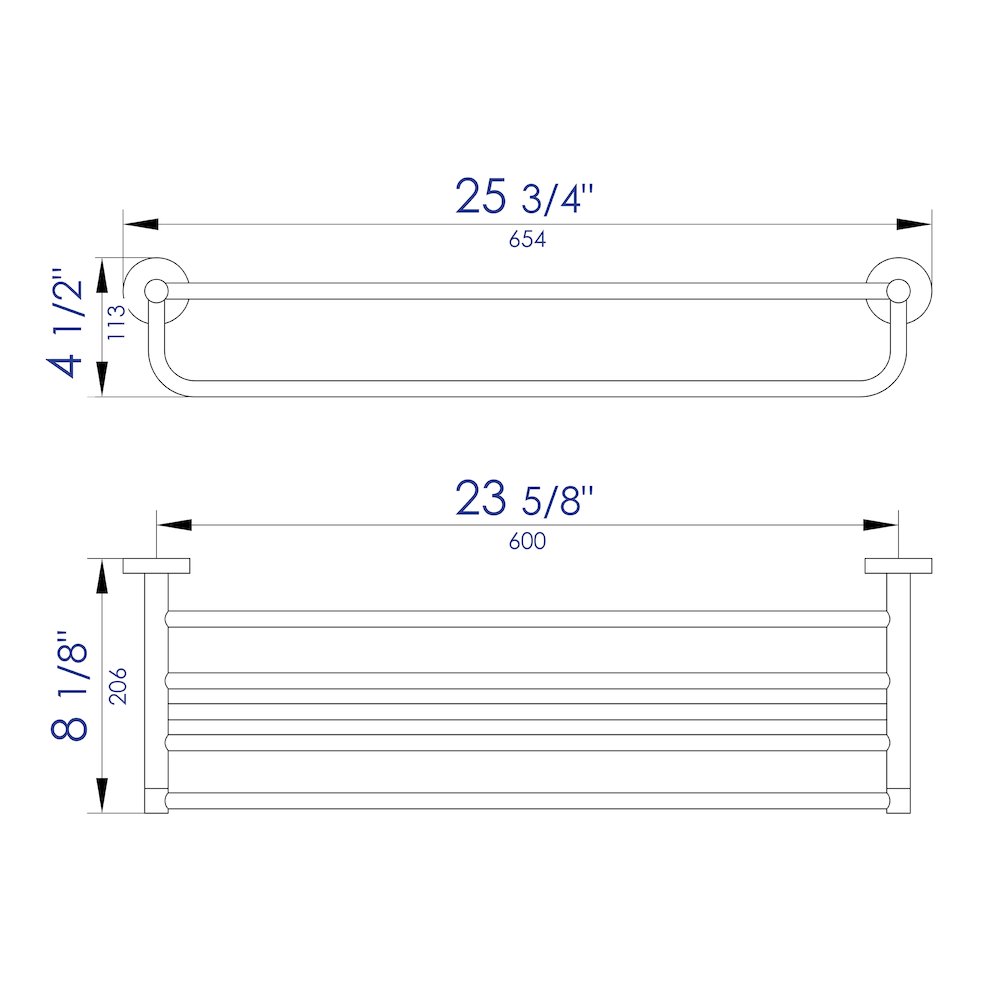 Polished Chrome 26 inch Towel Bar & Shelf Bathroom Accessory. Picture 6