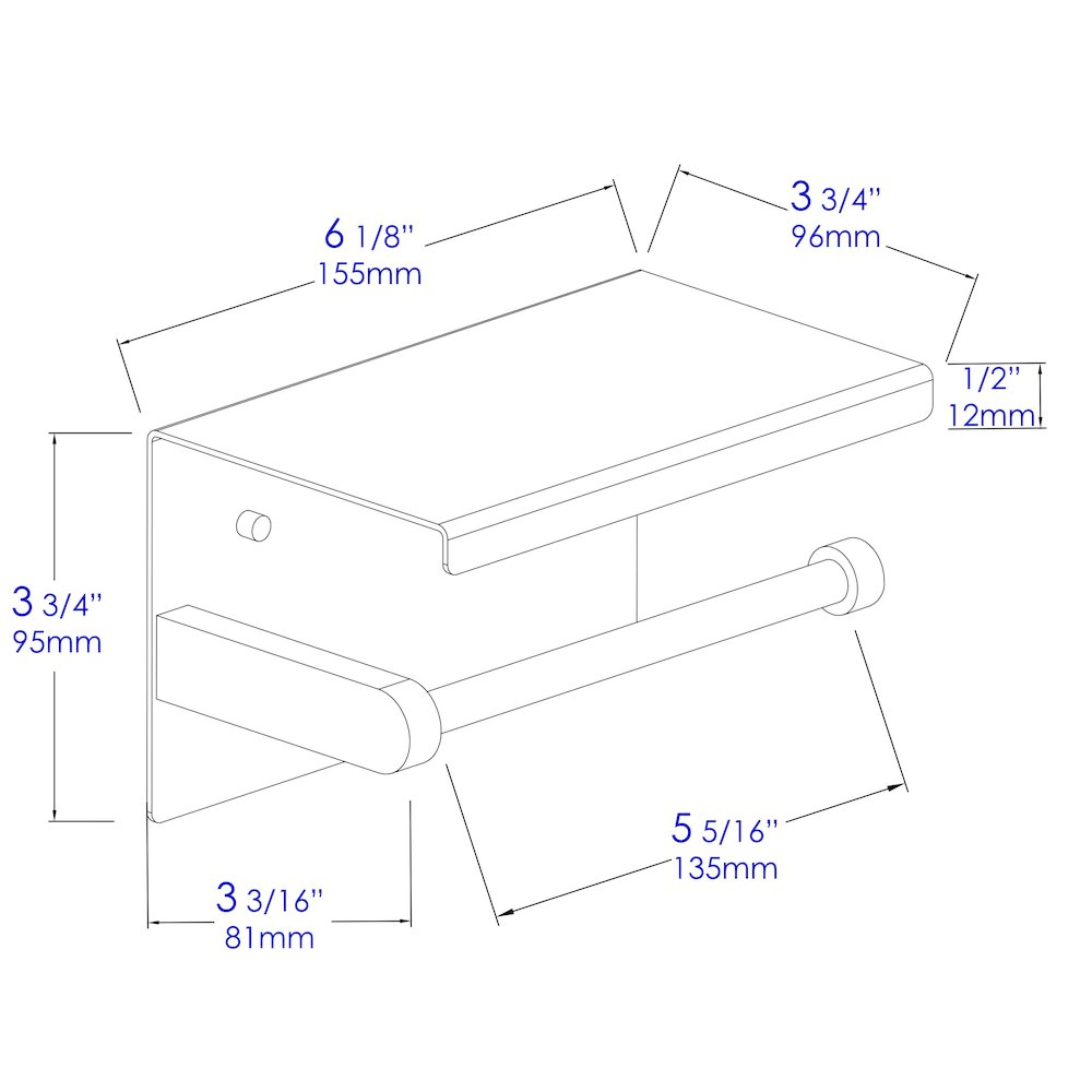 ALFI brand White Matte Stainless Steel Toilet Paper Holder with Shelf. Picture 8
