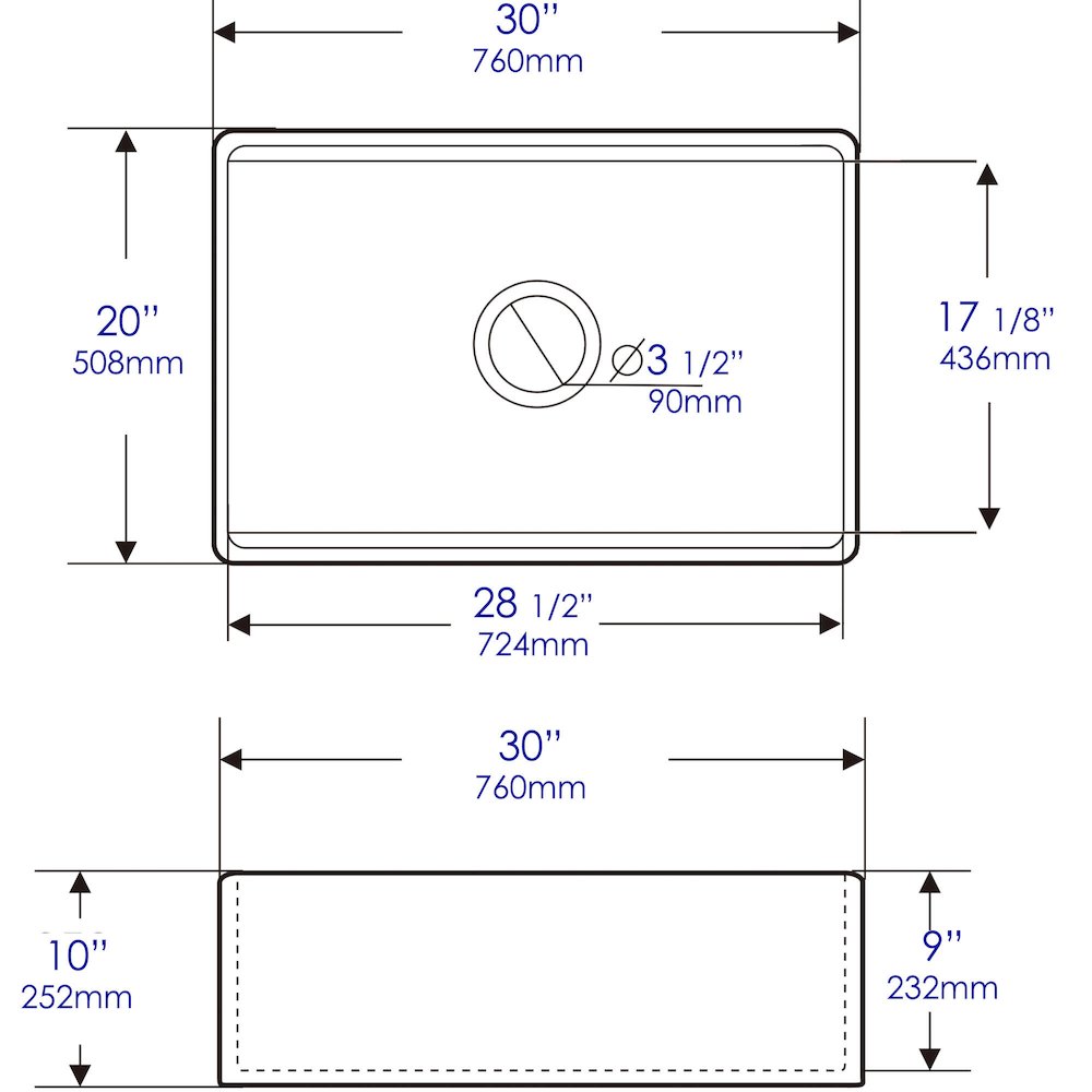 Grey Matte Workstation 30" x 20" Single Bowl Step Rim Fireclay Farm Sink. Picture 8