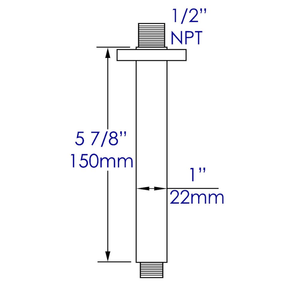 Brushed Nickel 6" Square Ceiling Shower Arm. Picture 9