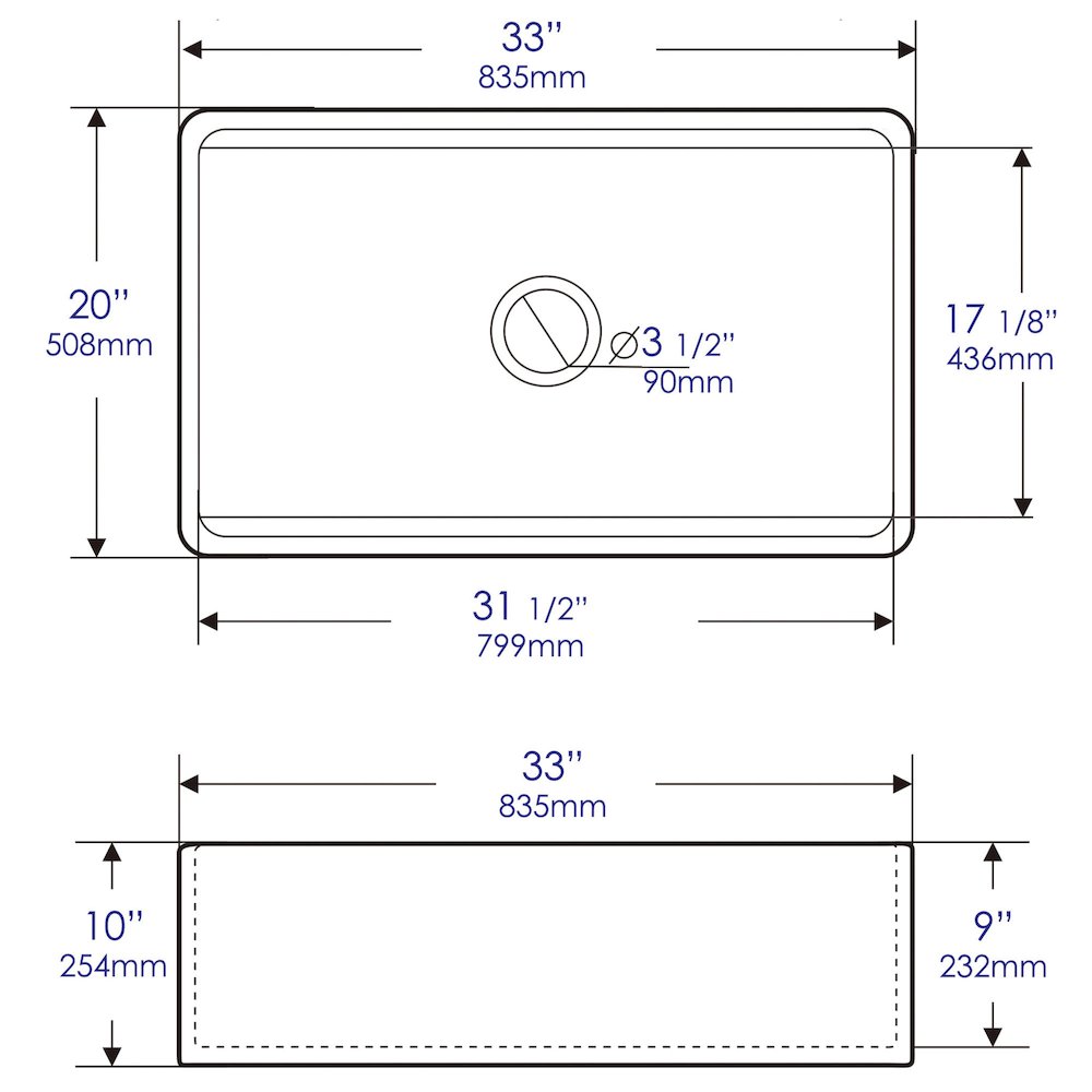 Grey Matte Workstation 33" x 20" Single Bowl Step Rim Fireclay Farm Sink. Picture 8
