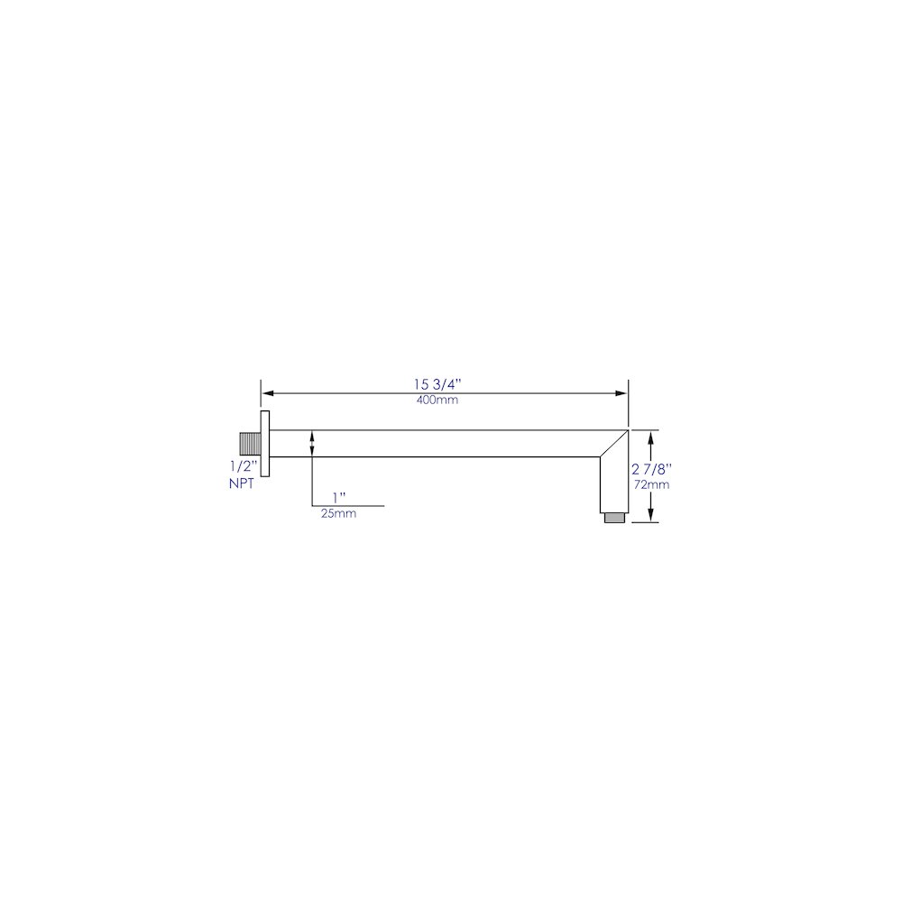 Brushed Nickel 16" Square Wall Shower Arm. Picture 8