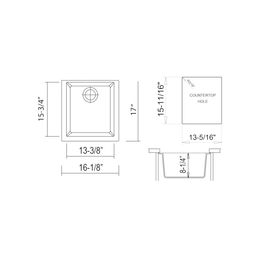 White 17" Undermount Rectangular Granite Composite Kitchen Prep Sink. Picture 10