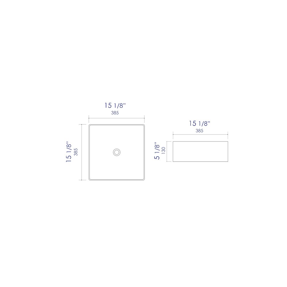 White 16" Modern Square Above Mount Ceramic Sink. Picture 10