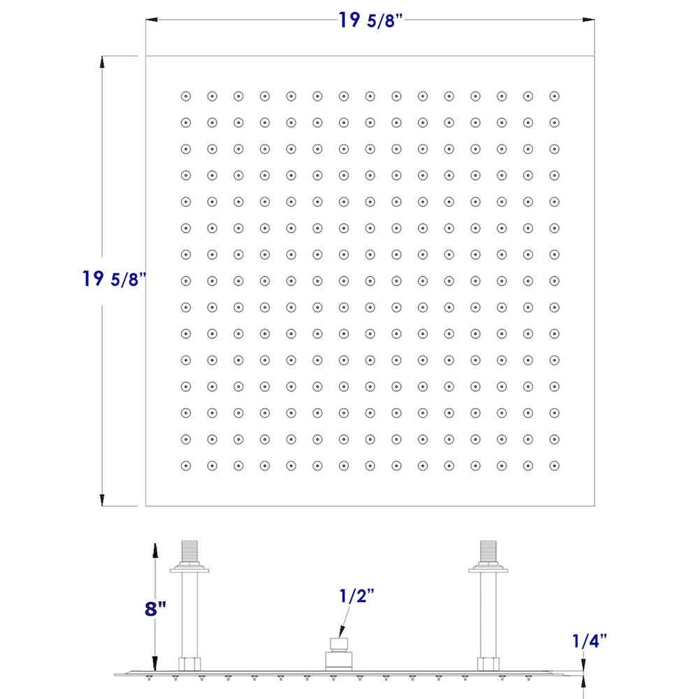 Matte Black Stainless Steel 20" Square Ultra-Thin Rain Shower Head. Picture 7