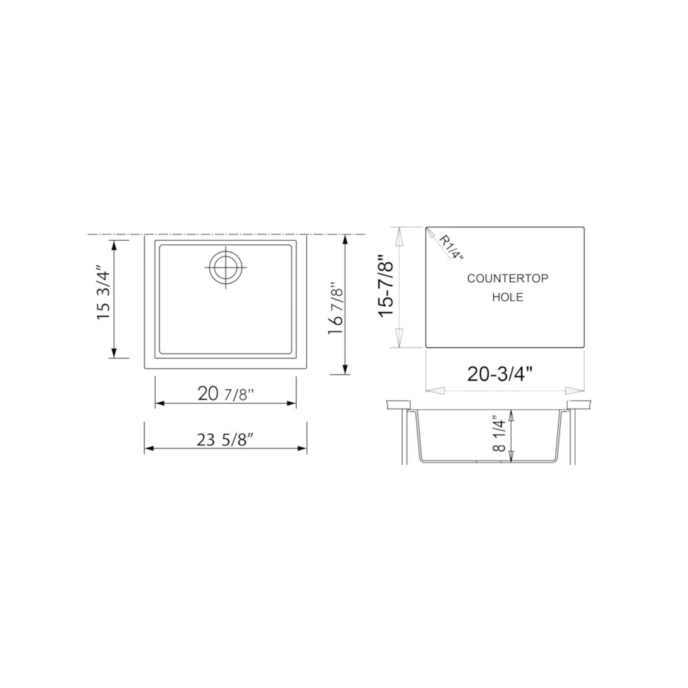 White 24" Undermount Single Bowl Granite Composite Kitchen Sink. Picture 10