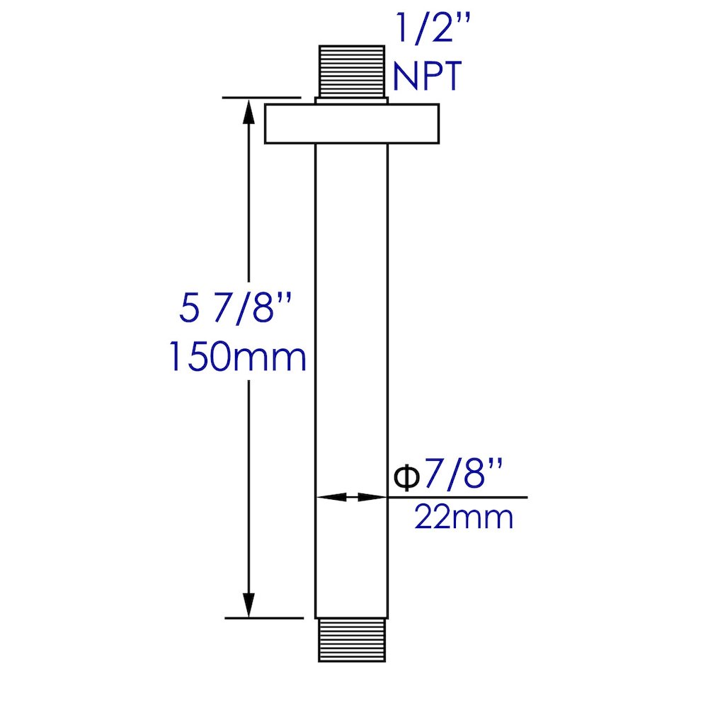 Polished Chrome 6" Round Ceiling Shower Arm. Picture 8