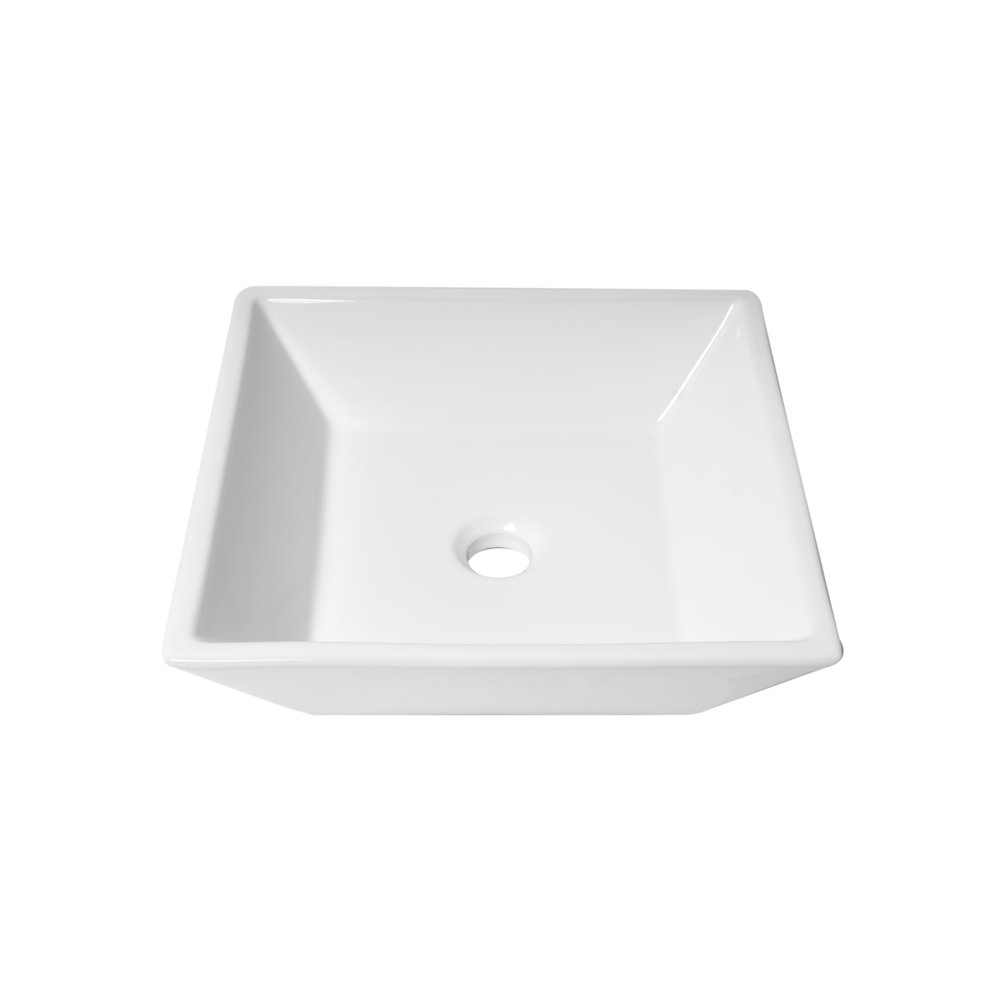 White 17" Square Above Mount Ceramic Sink. Picture 3