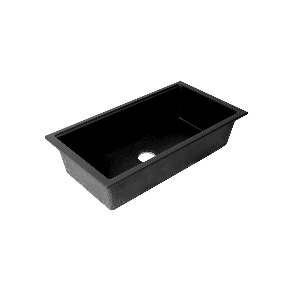 Black 33" Granite Composite Workstation Step Rim Single Bowl Undermount Sink. Picture 6