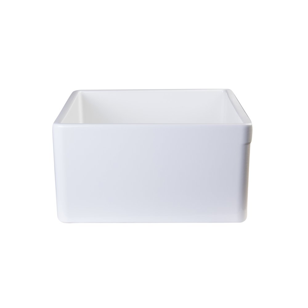 White 26" Contemporary Smooth Apron Fireclay Farmhouse Kitchen Sink. Picture 7