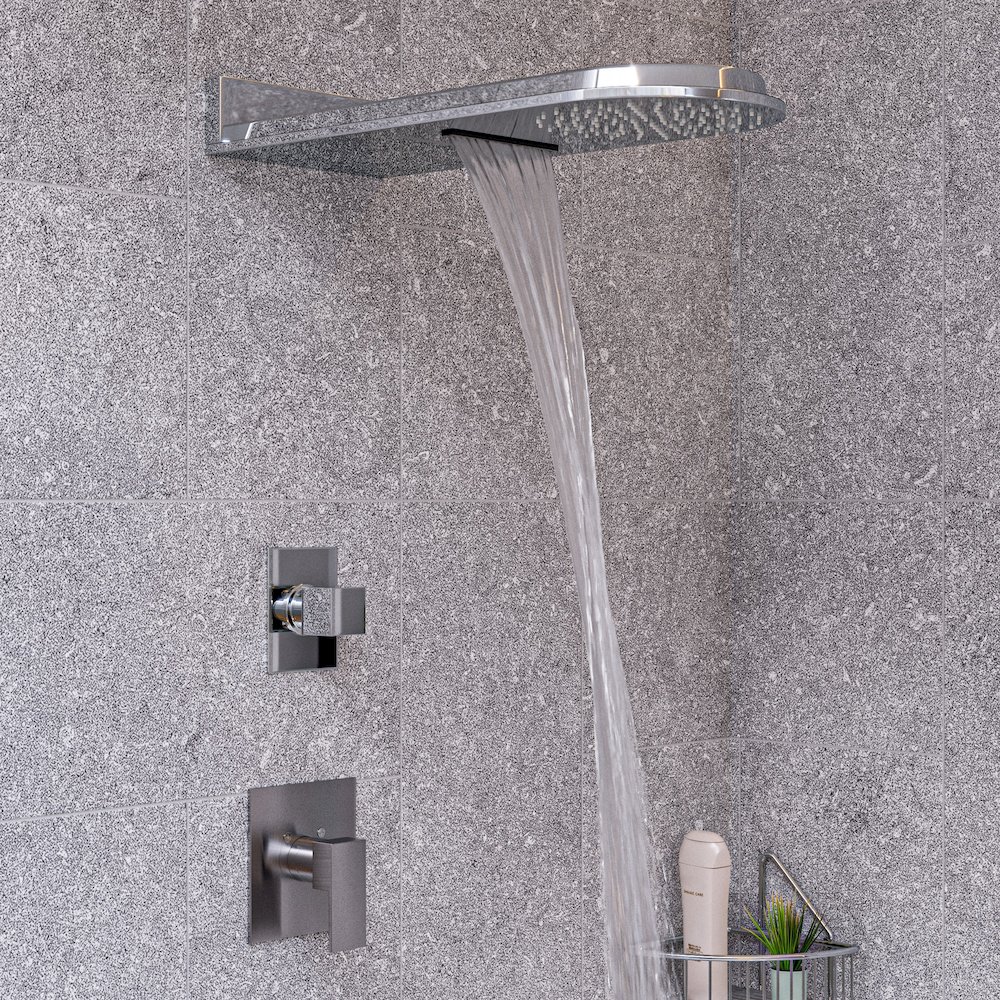 Brushed Nickel Modern Square Pressure Balanced Shower Mixer. Picture 4