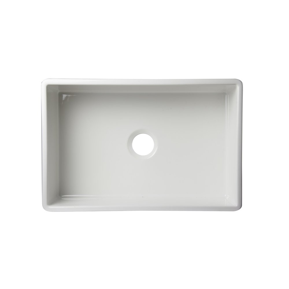 White 30" Contemporary Smooth Apron Fireclay Farmhouse Kitchen Sink. Picture 8