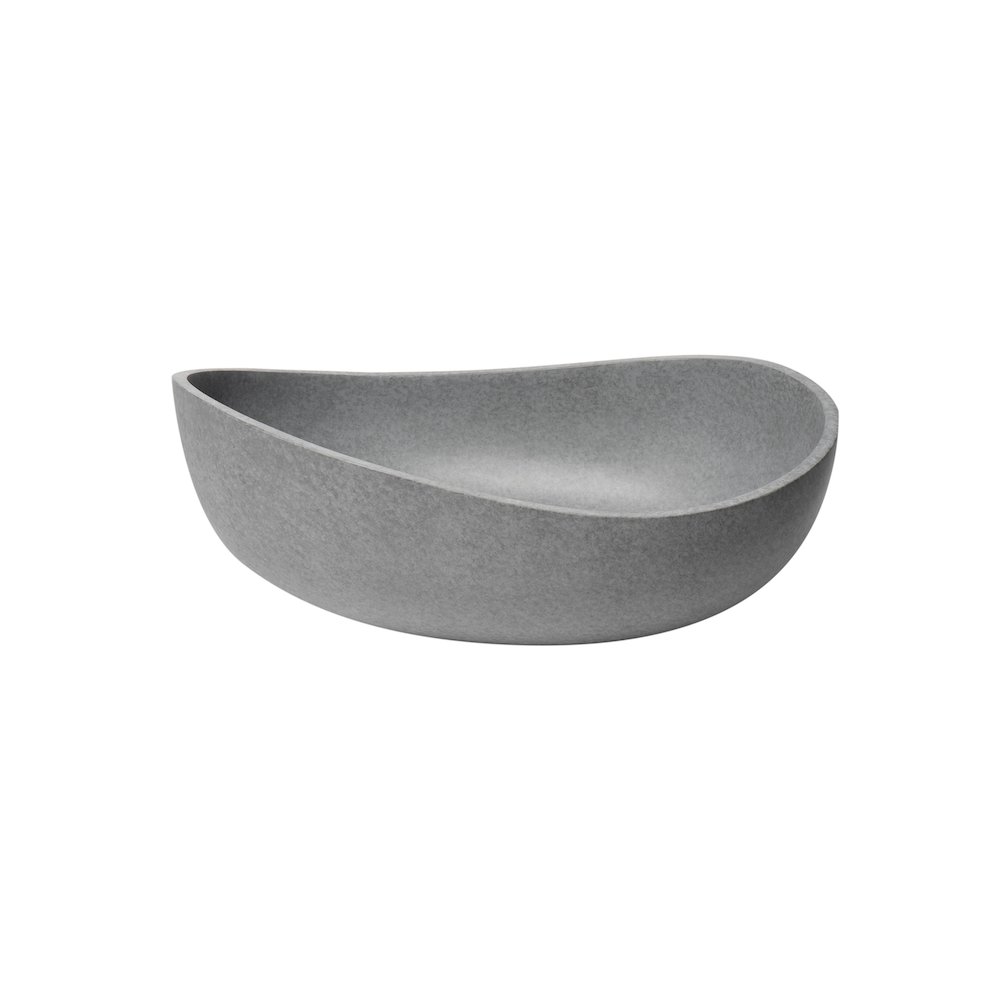 23" Solid Concrete Wavy Oval Above Mount Vessel Sink. Picture 7