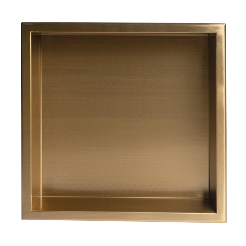 16" x 16" Brushed Gold PVD Steel Square Single Shelf Shower Niche. Picture 7