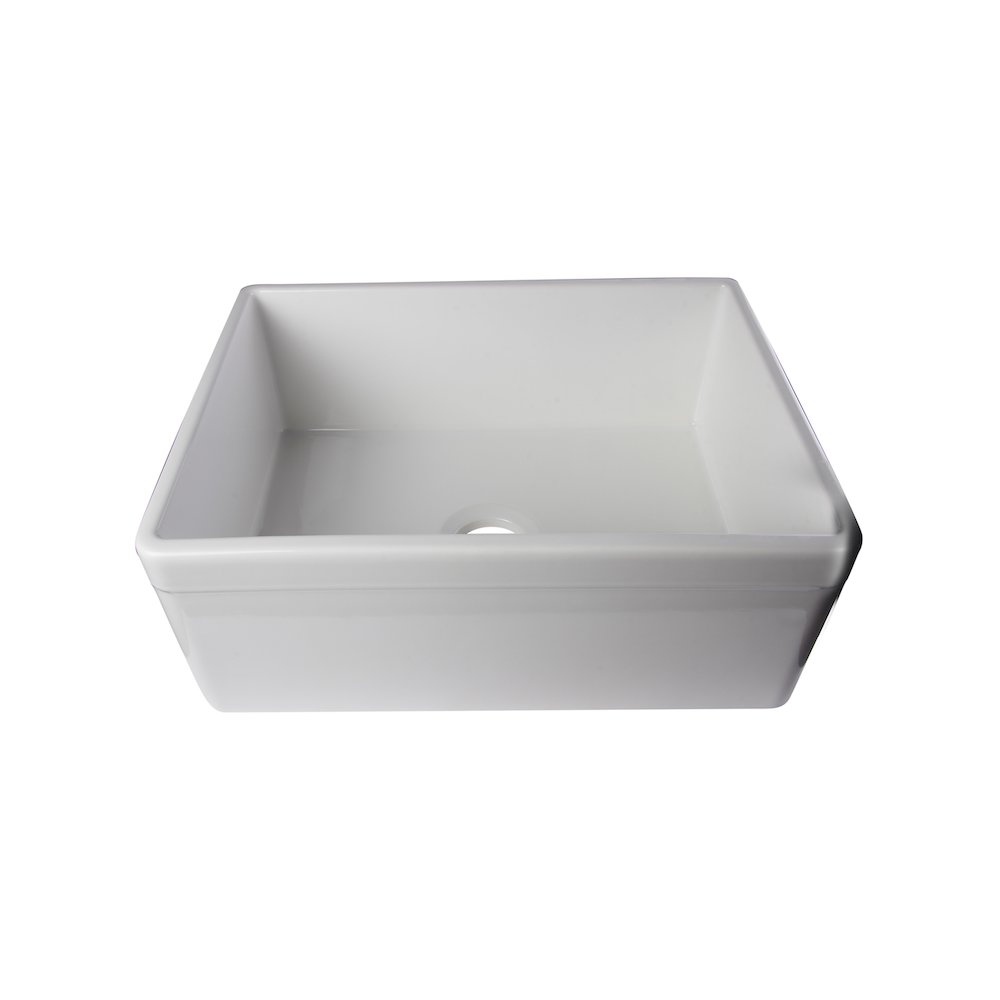 White 26" Decorative Lip Apron Single Bowl Fireclay Farmhouse Kitchen Sink. Picture 1
