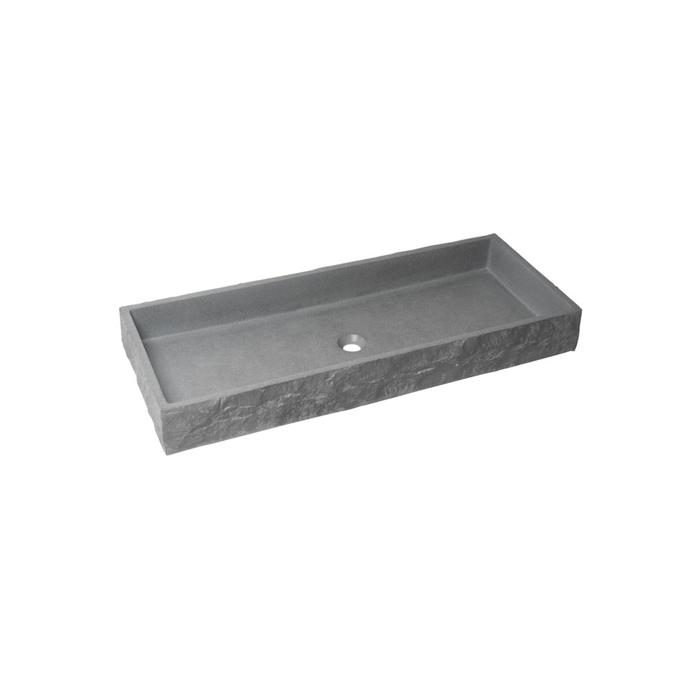 39" Solid Concrete Gray Matte Trough Sink for the Bathroom. Picture 1