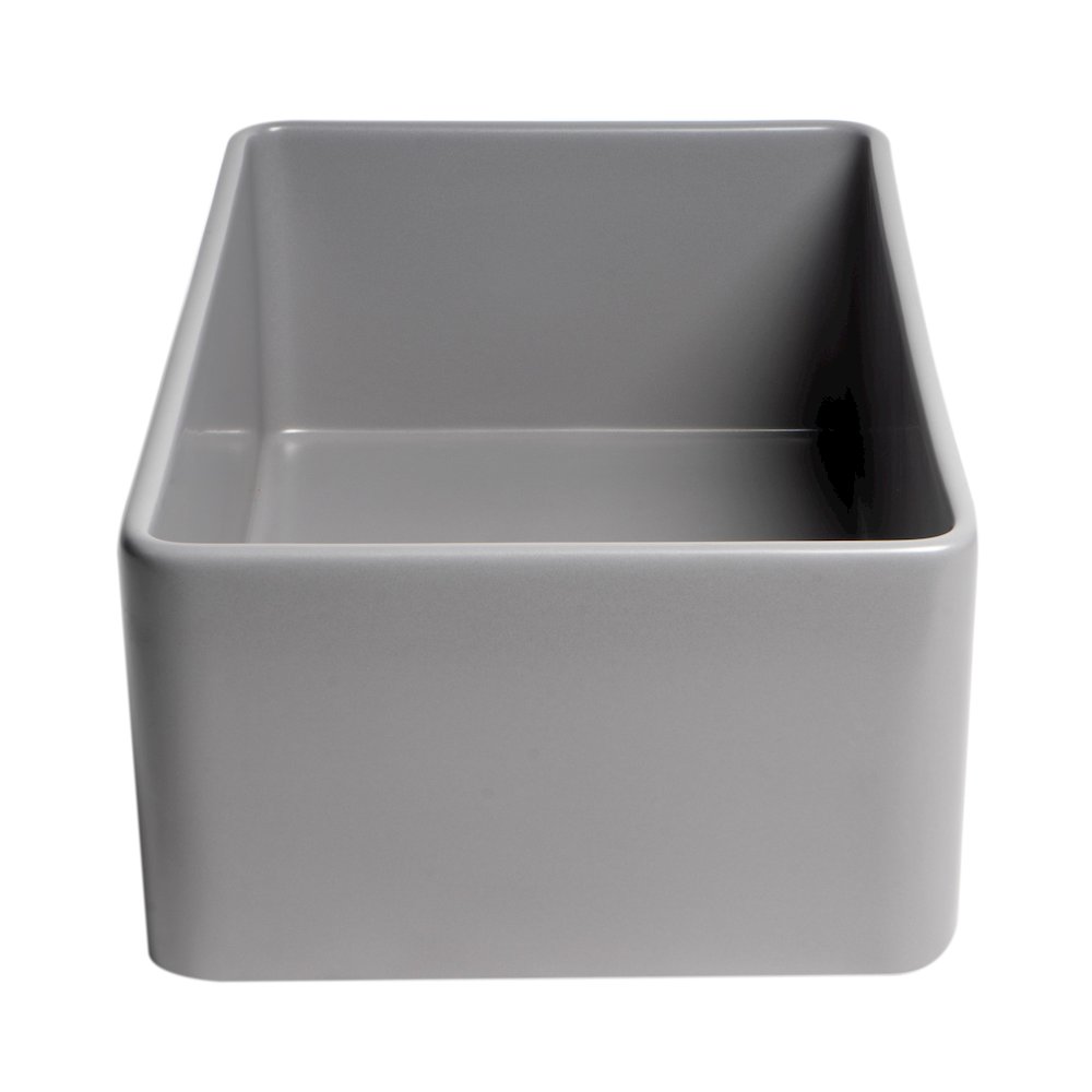 Gray Matte Smooth Apron 30" x 18" Single Bowl Fireclay Farm Sink. Picture 5