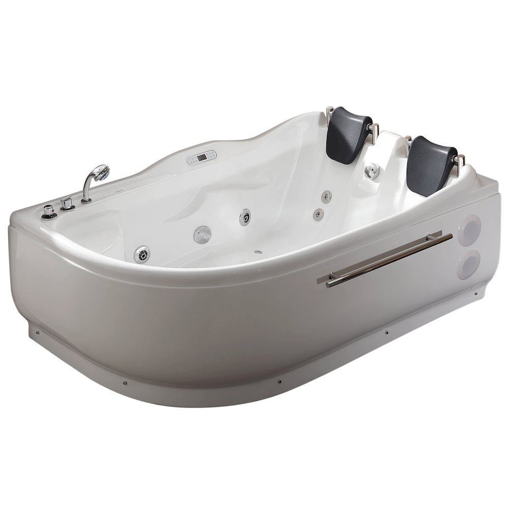 6 ft Right Drain Corner Acrylic White Whirlpool Bathtub for Two. Picture 1