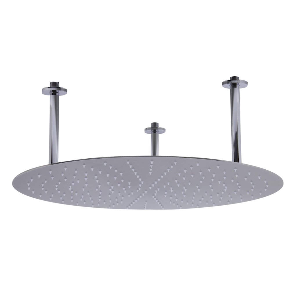 24" Round Brushed Solid Stainless Steel Ultra Thin Rain Shower Head. Picture 1