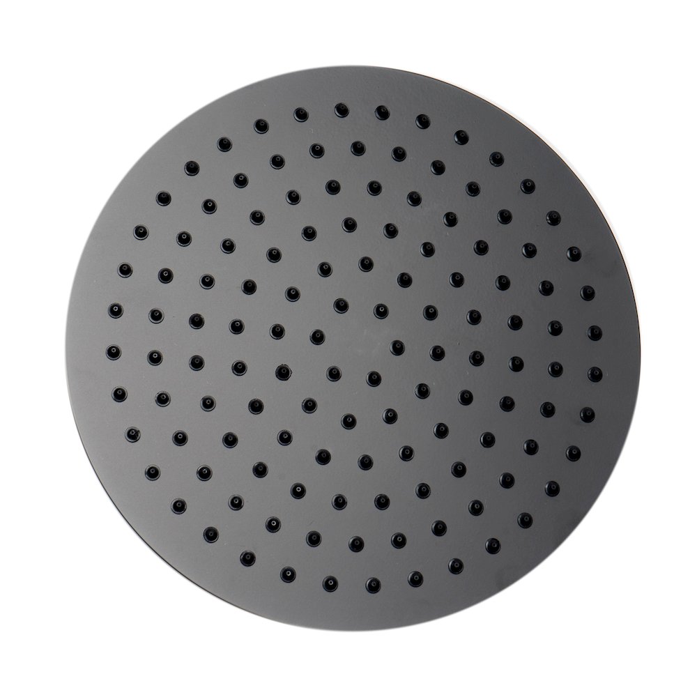 Matte Black Stainless Steel 12" Round Ultra-Thin Rain Shower Head. Picture 7