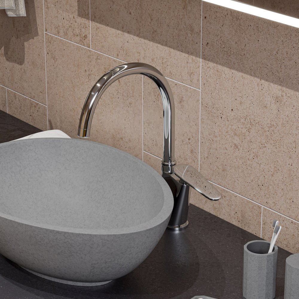 21" Solid Concrete Tear Drop Above Mount Vessel Sink. Picture 4