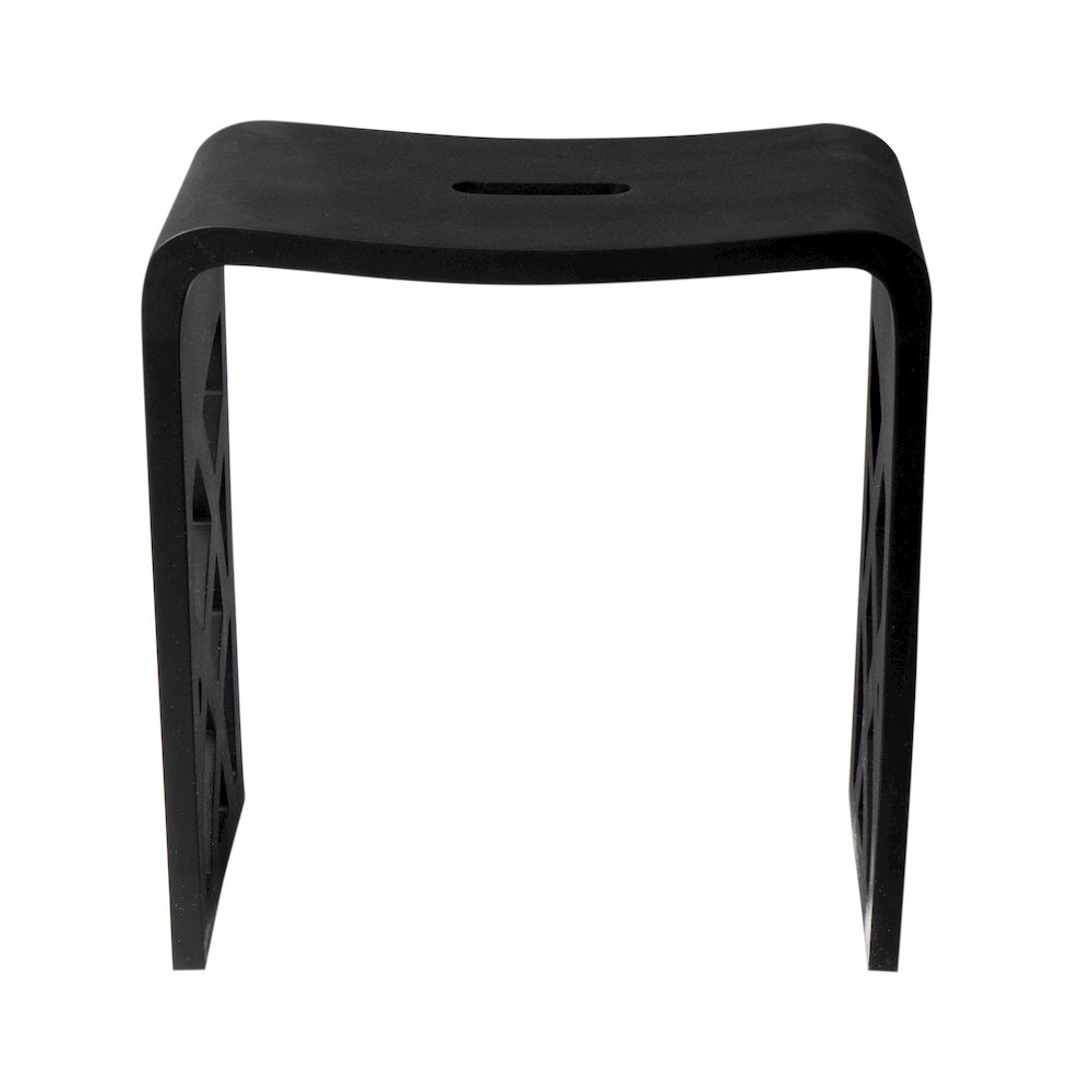 Black Matte Solid Surface Resin Bathroom / Shower Stool. Picture 4