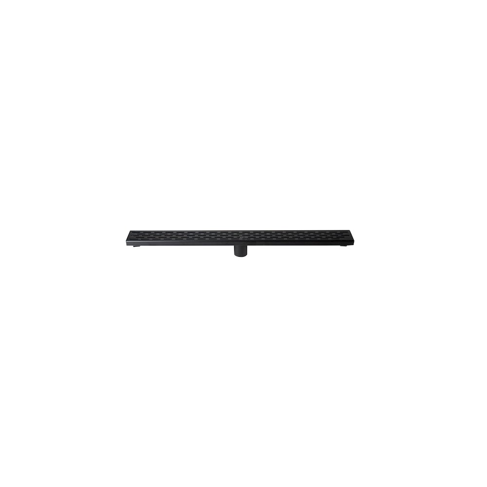32" Black Matte Stainless Steel Linear Shower Drain with Groove Holes. Picture 1