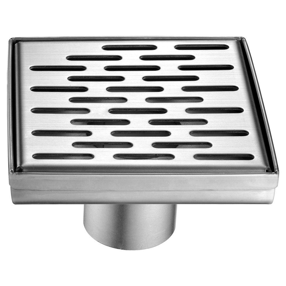 ABSD55C 5" x 5" Modern Square Stainless Steel Shower Drain with Groove Holes. Picture 1