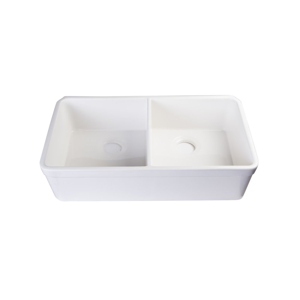 32 inch White Double Bowl Fireclay Undermount Kitchen Sink. Picture 6