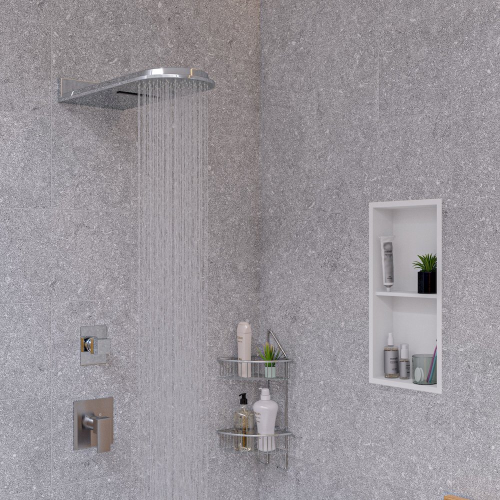 Brushed Nickel Modern Square Pressure Balanced Shower Mixer. Picture 9