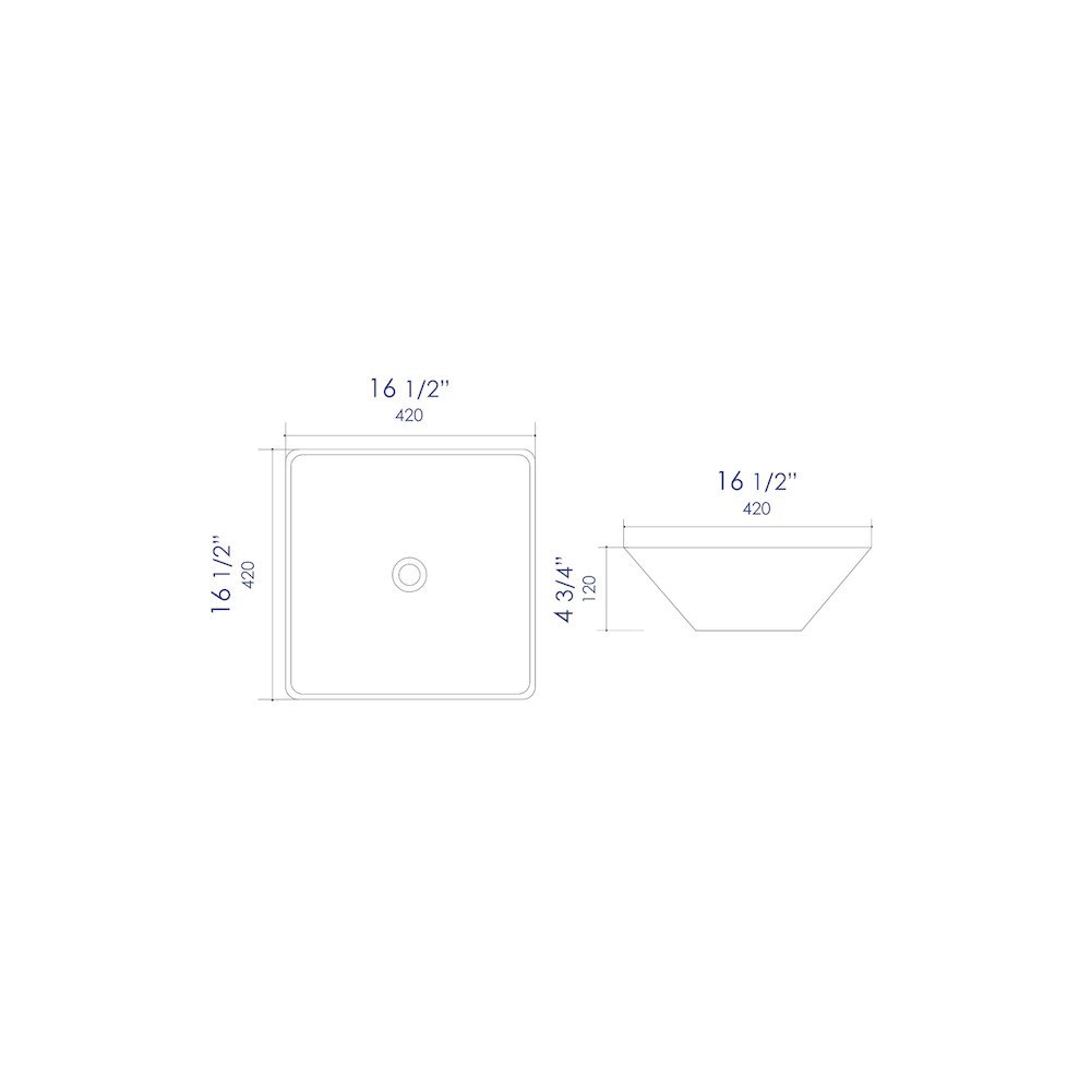 White 17" Square Above Mount Ceramic Sink. Picture 6