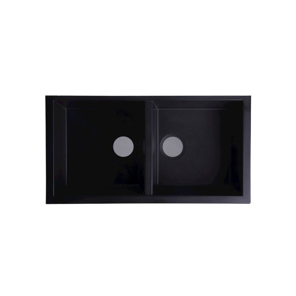 Black 34" Undermount Double Bowl Granite Composite Kitchen Sink. Picture 1