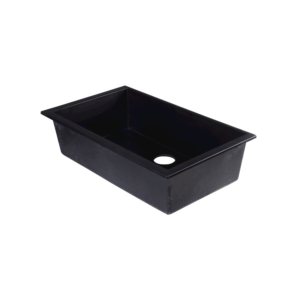 Black 30" Undermount Single Bowl Granite Composite Kitchen Sink. Picture 3