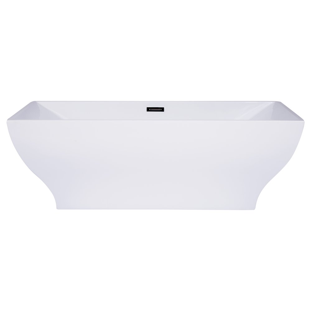 67 inch White Rectangular Acrylic Free Standing Soaking Bathtub. Picture 7
