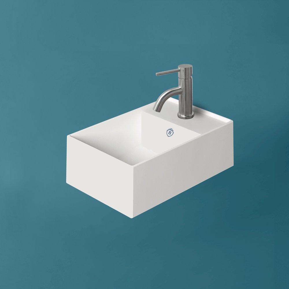 Britannia Rectangular Wall Mount Basin with Right Single Hole Drill. Picture 2
