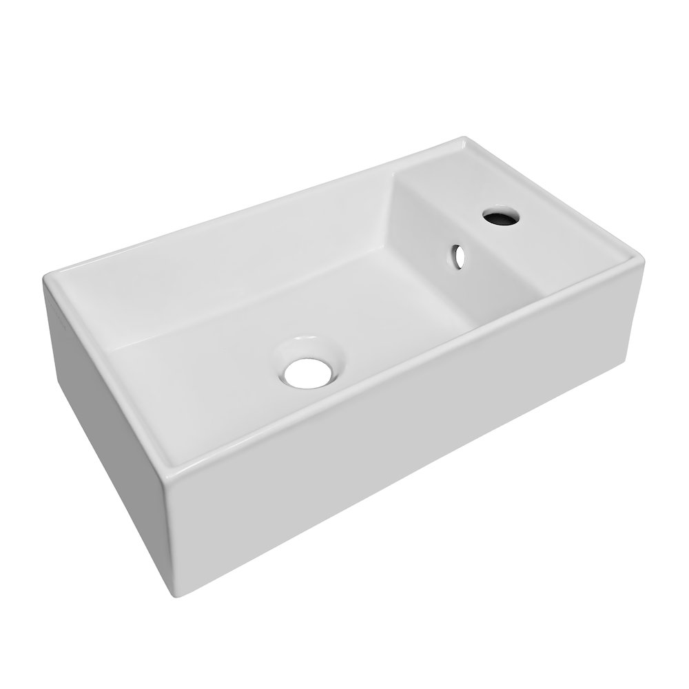 Britannia Rectangular Wall Mount Basin with Overflow and Right Single Hole Drill. Picture 1