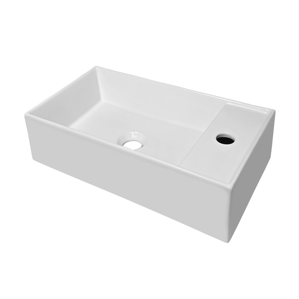 Britannia Rectangular Wall Mount Basin with Overflow and Right Single Hole Drill. Picture 2