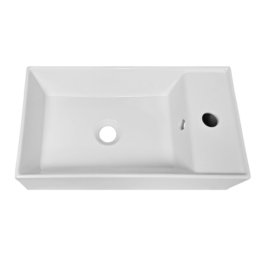 Britannia Rectangular Wall Mount Basin with Overflow and Right Single Hole Drill. Picture 3