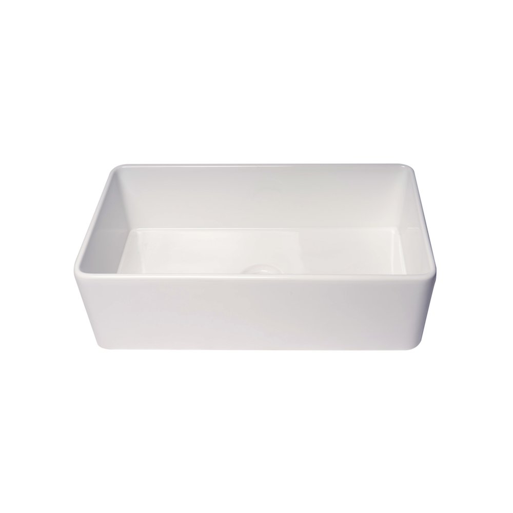 33" White Thin Wall Single Bowl Smooth Apron Fireclay Kitchen Farm Sink. Picture 5