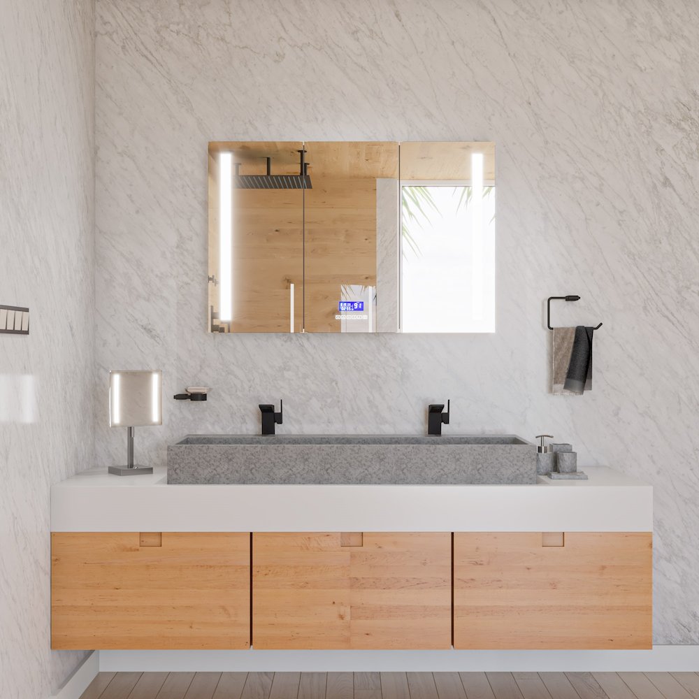 48" Solid Concrete Gray Matte Trough Sink for the Bathroom. Picture 8