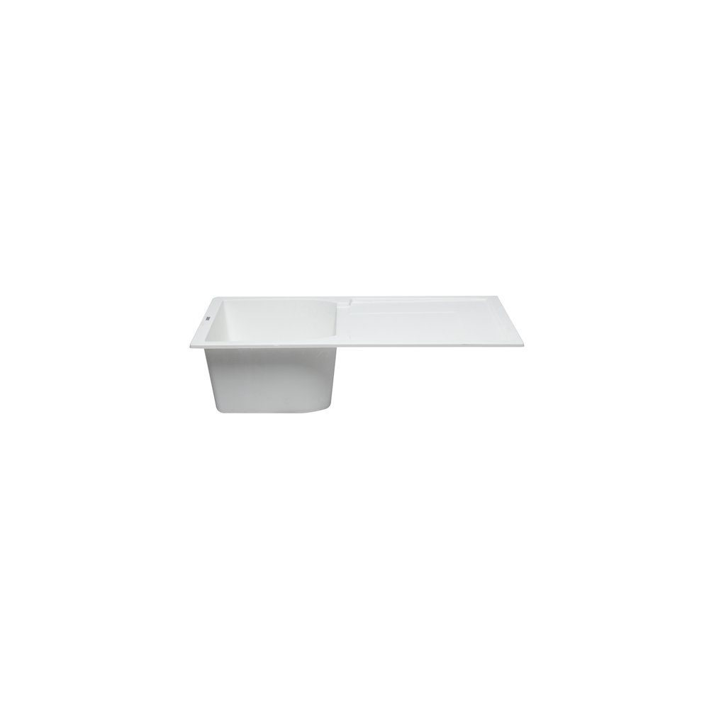 White 34" Single Bowl Granite Composite Kitchen Sink with Drainboard. Picture 9